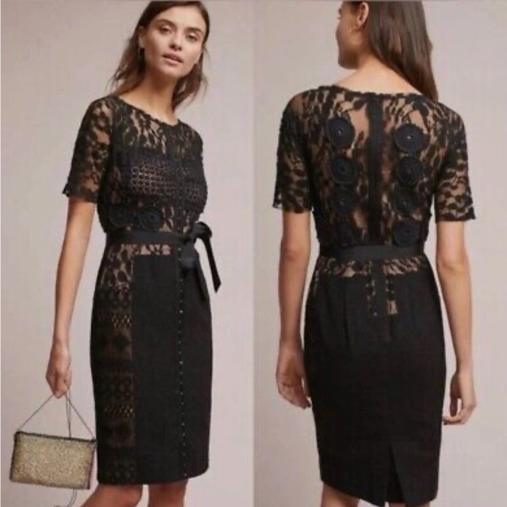 Anthropologie Byron Lars Carissima Black Lace Pencil Dress